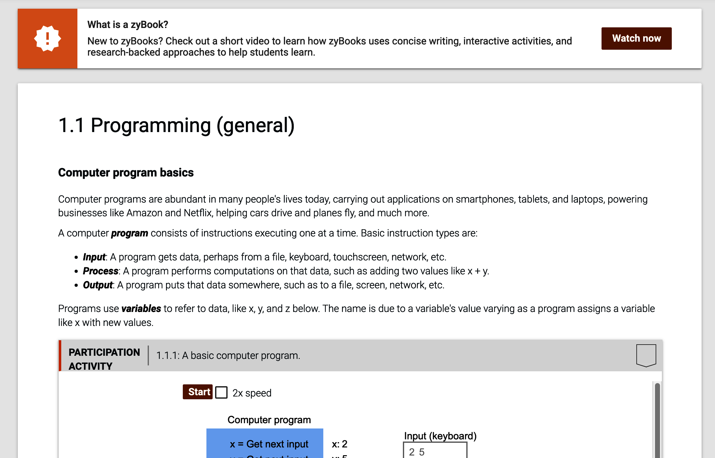 The buttons in the zyBooks chapter have changed from shades of orange to red. Grey and blue, which are used as background colors for some text elements, have darkened in hue.