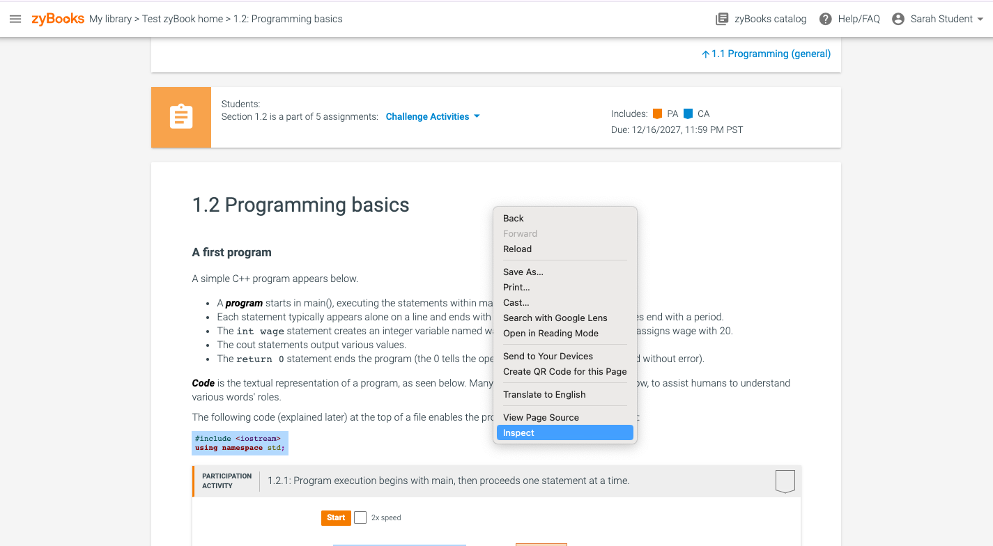 How to check your browser's console log – zyBooks - Help center